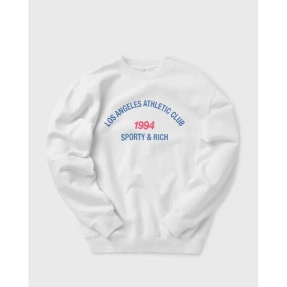 SPORTY & RICH La Athletic Club Crewneck Sweatshirt White Retro - Picture 6 of 8